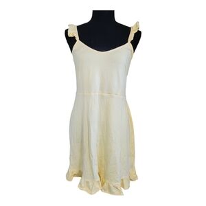 FRENCH CONNECTION fit & flare sundress mini dress ruffles light yellow sz 10